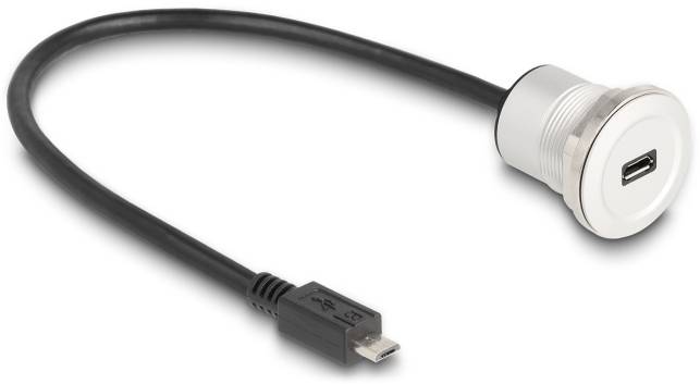 Delock USB-kabel USB 2.0 USB-B kontakt, USB-B uttag 0.30 m Svart, Silver 88184