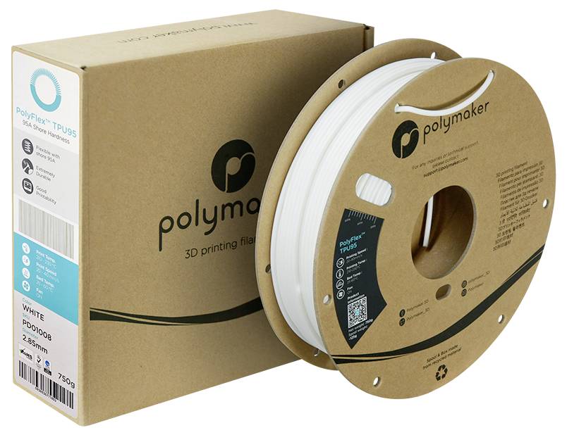 Polymaker PD01008 TPU95 3D-skrivare Filament TPU flexibel 2.85 mm 750 g Vit PolyFlex™ 1 st