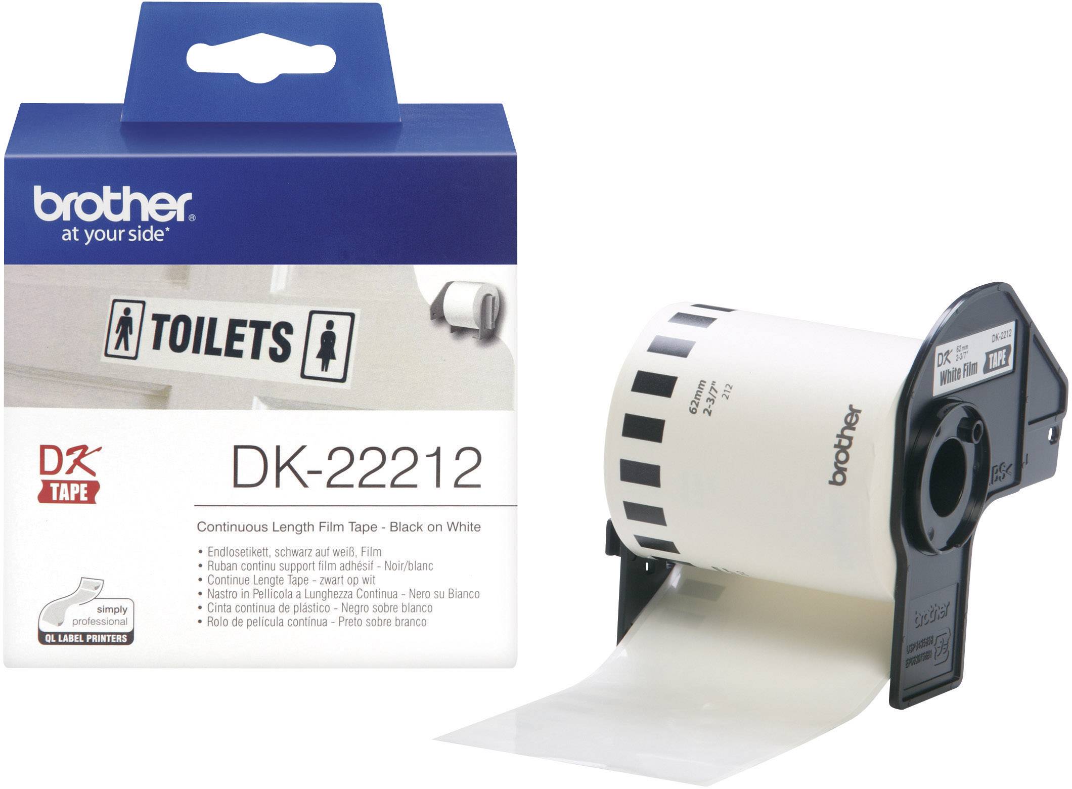 Brother Etikettrulle 62 x 15.24 mm Folie Vit 1 st Permanent DK22212 Universaletiketter