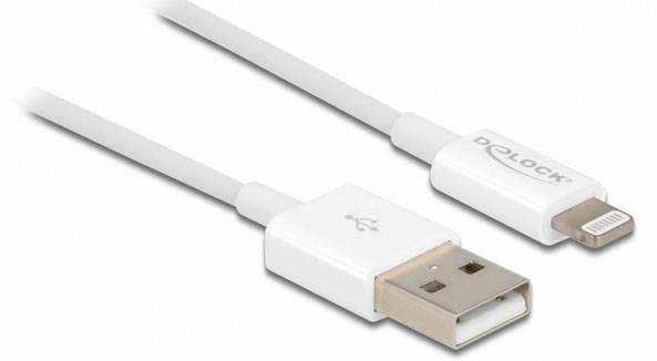 Delock USB-laddningskabel USB 2.0 USB-A kontakt, Apple Lightning kontakt 1.00 m Vit 83000