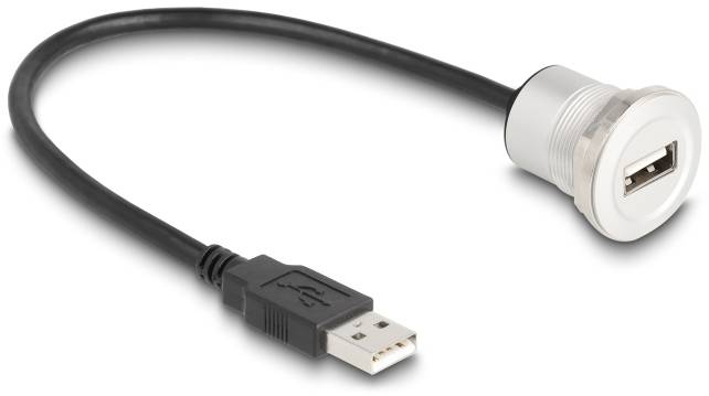 Delock USB-kabel USB 2.0 USB-A kontakt, USB-A uttag 0.30 m Svart, Silver 88181