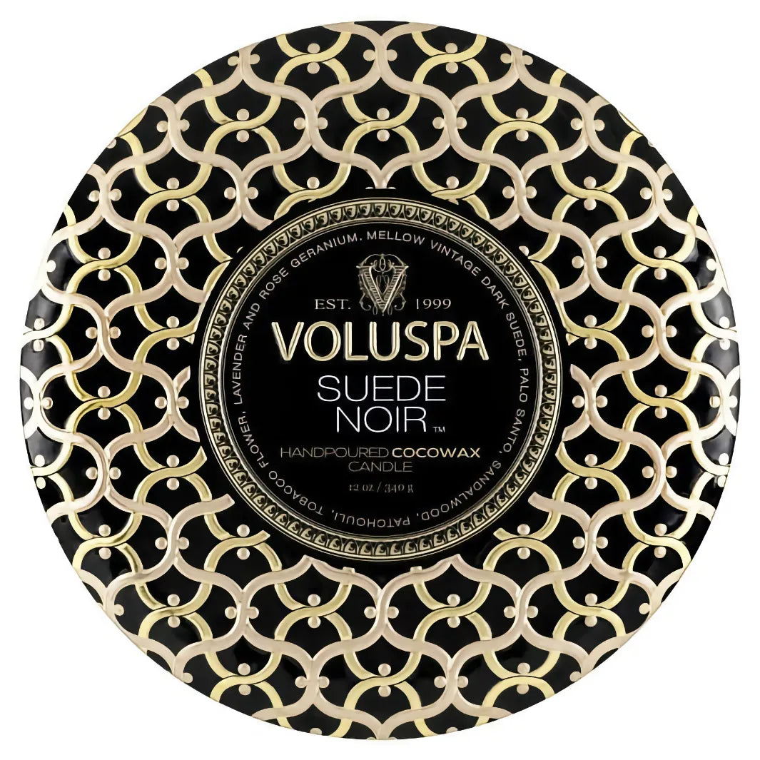 Voluspa Maison 3-Wick Tin Candle Suede Noir