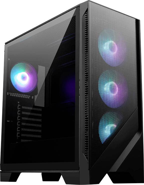 MSI PC- Gehäuse MSI MAG FORGE 320R AIRFLOW – Midi-Tower Datorchassi GAMER Svart 3 Förinstallerade LED-fläktar, 1 Förinst