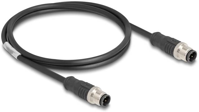 Delock 80847 M 12 Nätverkkabel, Patchkabel CAT 5e S/FTP 1.00 m Svart 1 st