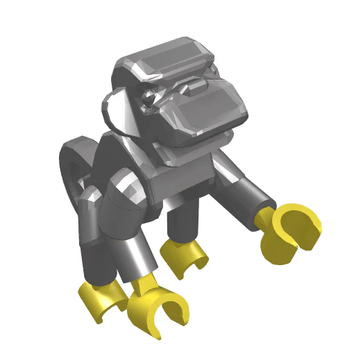 Part 2550c02 – Monkey with Dark Brown Hands and Feet, 1 Flat Silver Arm, 1 Orange Arm and Orange Legs (Monkey Wretch)