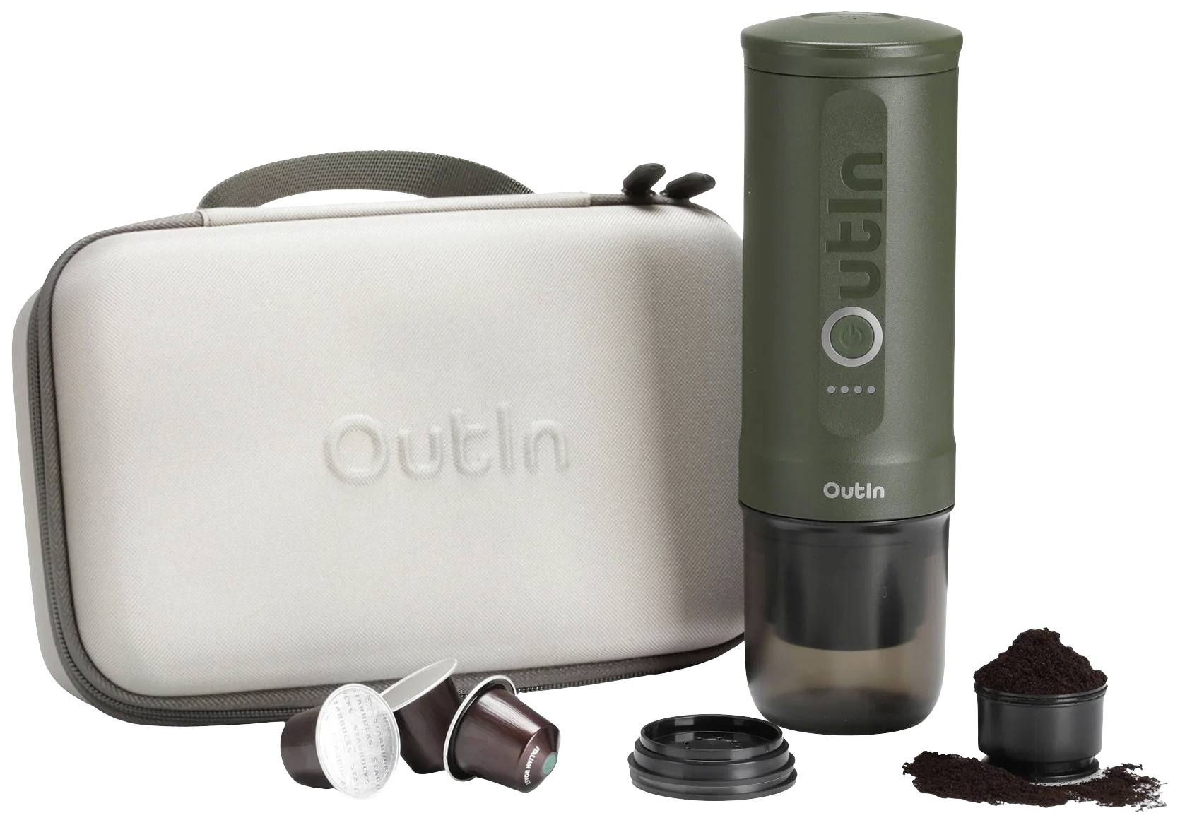 OutIn Nano Espressomaskin Skogsgrön med litiumbatteri