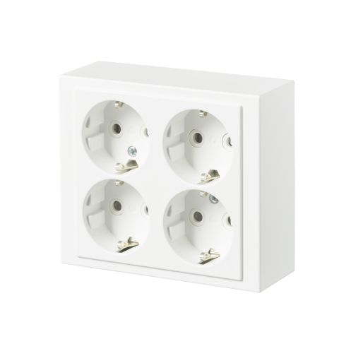 ABB 404EA-884 Vägguttag 4-väg, utanpåliggande, jordad Vit
