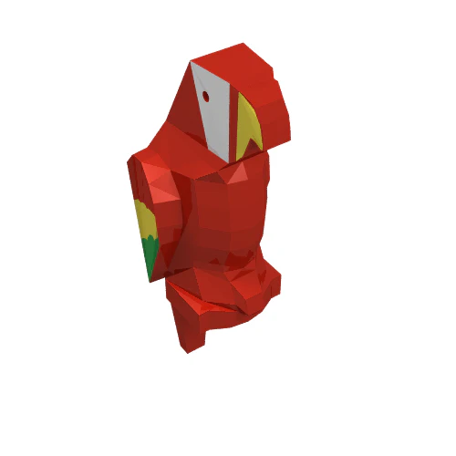 Part 2546p01 – Bird, Parrot with Small Beak with Green and Yellow Feathers, White Face and Yellow Beak Pattern