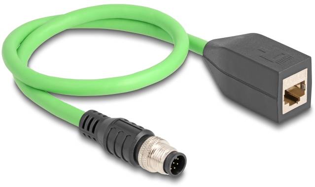Delock 60570 RJ45 / M 12 Nätverkkabel, Patchkabel SF/UTP 0.50 m Grön 1 st