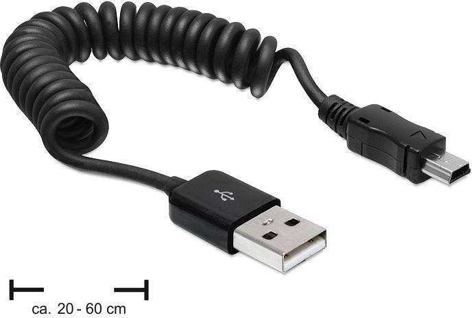 Delock USB-kabel USB 2.0 USB-A kontakt, USB Mini-B kontakt 0.60 m Svart 83164