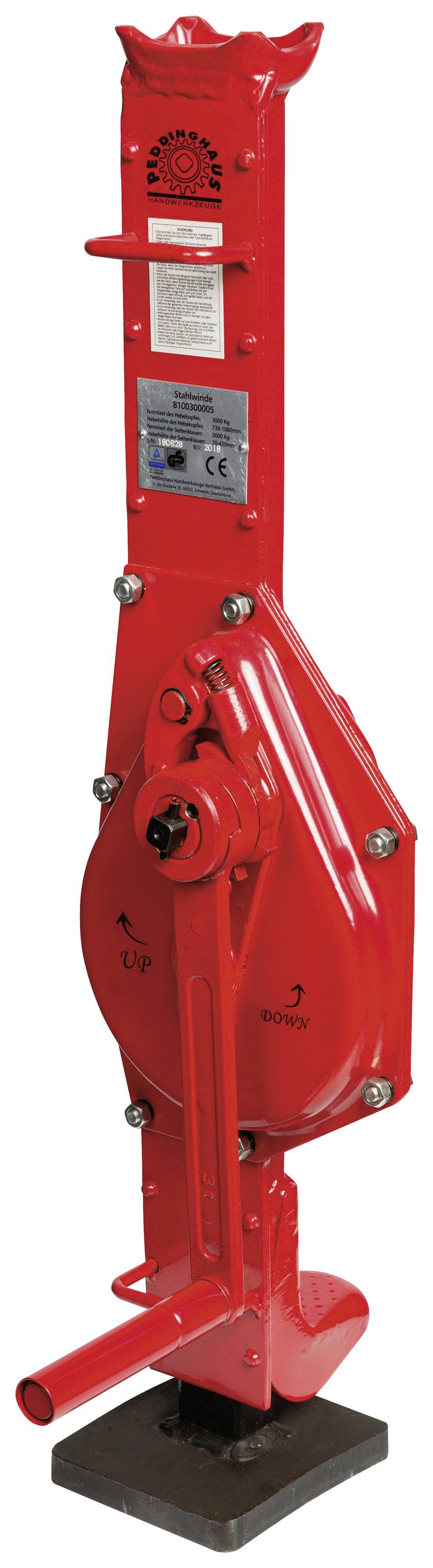 Peddinghaus 8300300005 Stålvinsch ’Red-Jack’ 10,0 ton – 490 mm lyfthöjd Bärförmåga (max.): 10000 kg