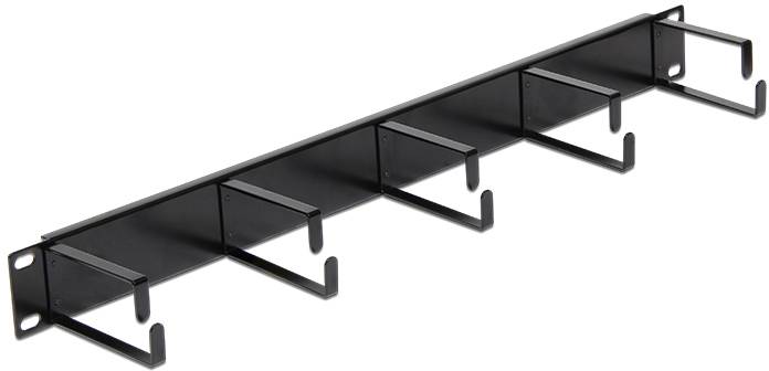 Delock 42496 19 tum Nätverksskåp-kabelhållare 1 U Jetsvart (RAL 9005)