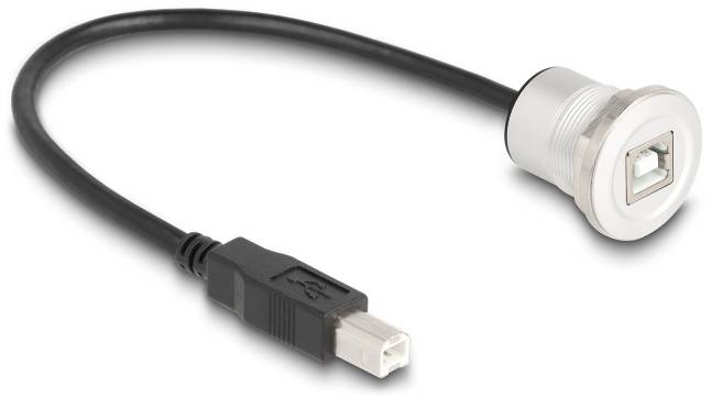 Delock USB-kabel USB 2.0 USB-B kontakt, USB-B uttag 0.30 m Svart, Silver 88182