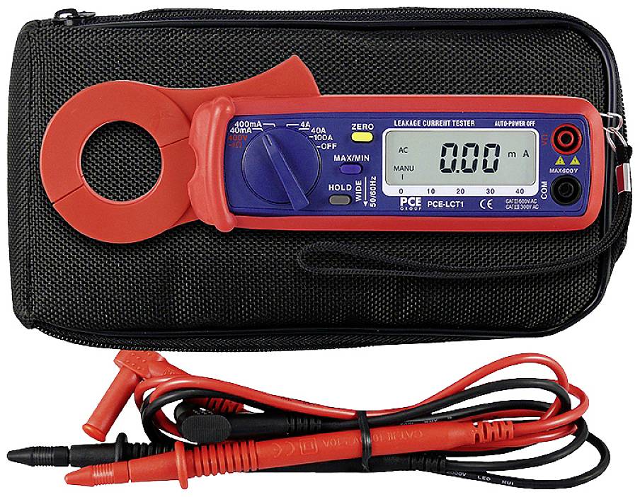 PCE Instruments PCE-LCT 1 Strömtång digital Bil-mätfunktion, Grafisk display, Stänksäker (IP54), Inkl. spänningsprovare