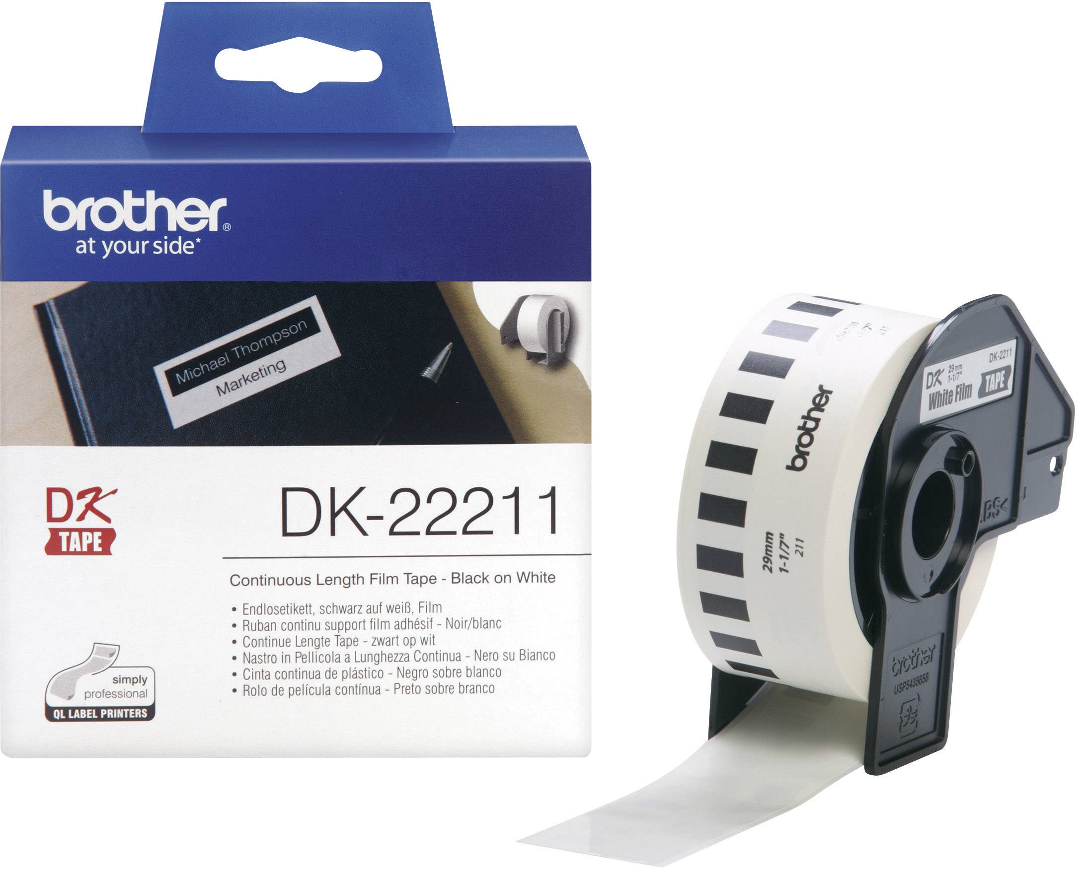 Brother Etikettrulle 29 mm x 15.24 m Folie Vit 1 st Permanent DK22211 Universaletiketter