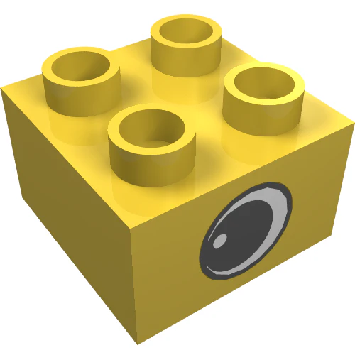 Part 3437pe1 – Duplo, Brick 2 x 2 with Black and White Eye with Spot Pattern on Opposite Sides