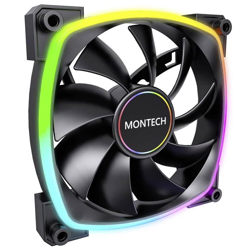 MONTECH Montech AX140 PWM ARGB Lüfter – 140mm, schwarz Chassi-fläkt Svart (B x H x D) 140 x 140 x 25 mm inkl. LED-belysn