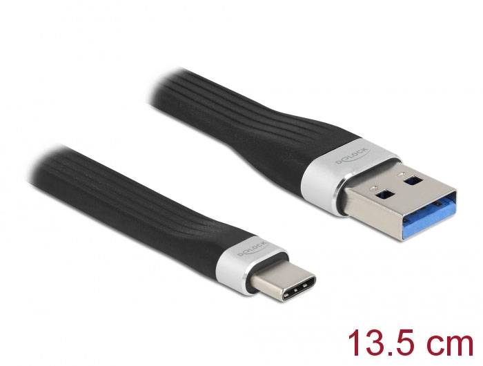 Delock USB-kabel USB-A kontakt, USB-C®-kontakt 0.14 m Svart 85771