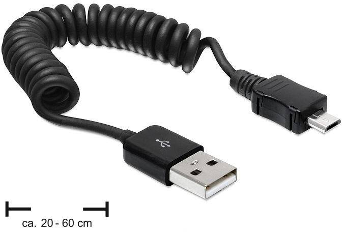 Delock USB-kabel USB 2.0 USB-A kontakt, USB-Micro-B-kontakt 0.60 m Svart 83162