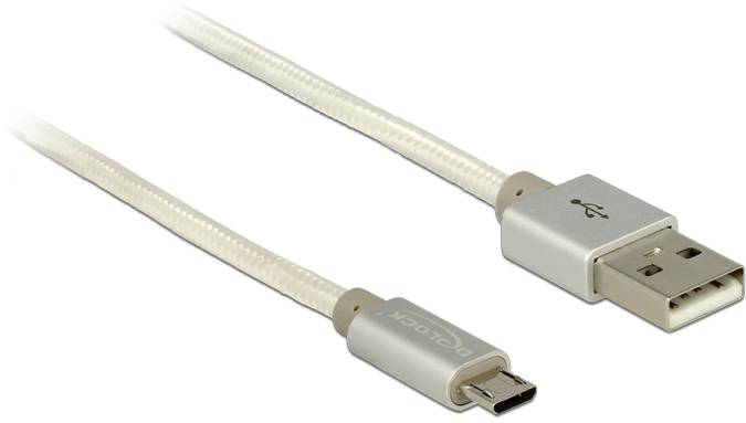 Delock USB-kabel USB 2.0 USB-A kontakt, USB-Micro-B-kontakt 1.00 m Vit 83916