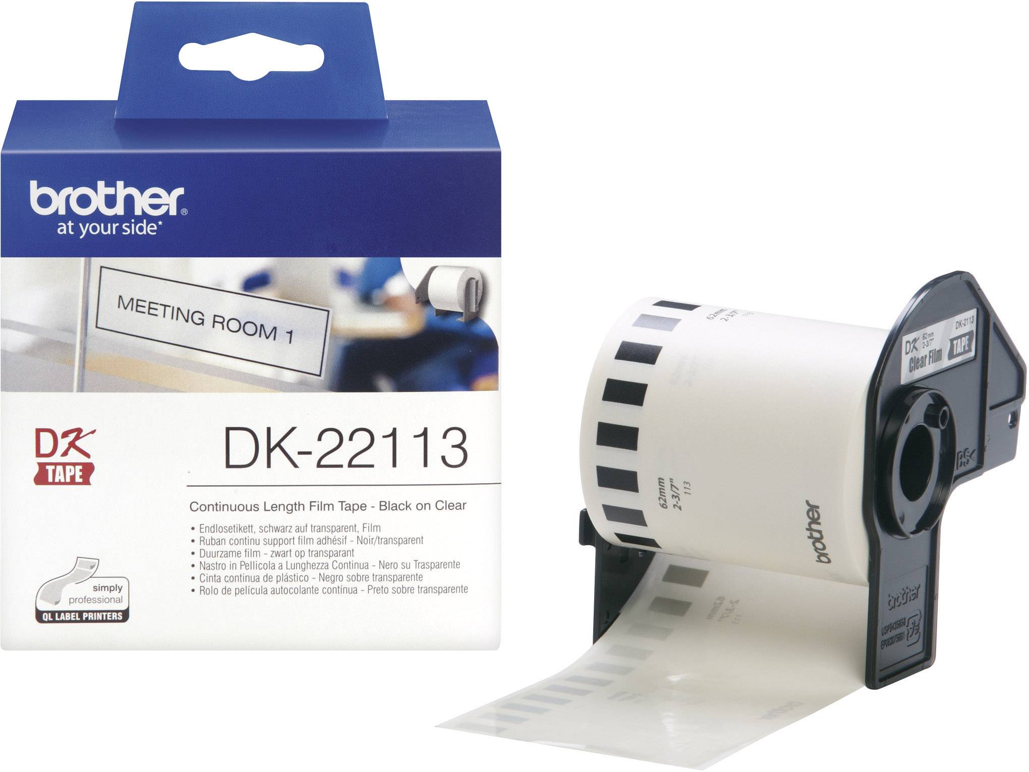 Brother Etikettrulle 62 mm x 15.24 m Folie Transparent 1 st Permanent DK22113 Universaletiketter