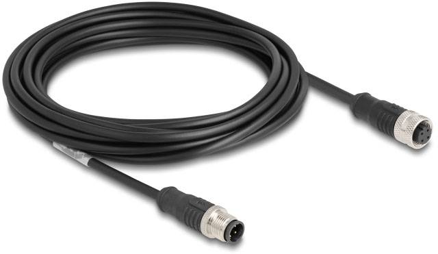 Delock 80846 M 12 Nätverkkabel, Patchkabel CAT 5e S/FTP 5.00 m Svart 1 st