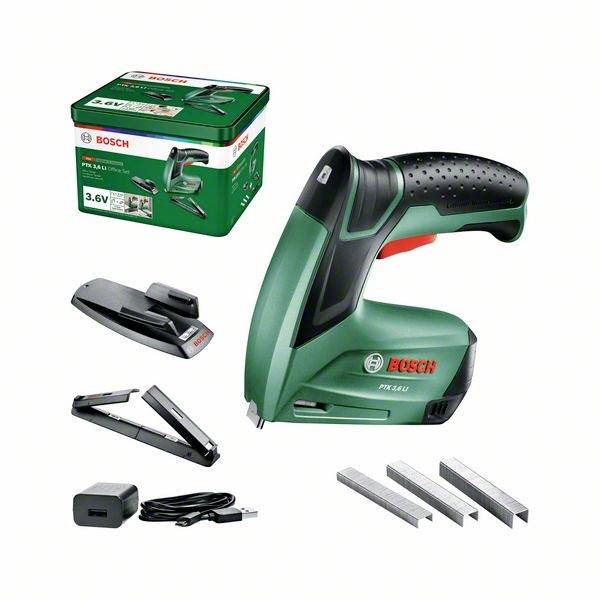 Bosch Home and Garden PTK 3,6 LI Office Set 0603968202 Häftpistol batteri Klammerlängd 4 – 10 mm