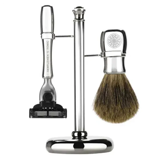 Gentlemen’s Tonic Mayfair Shaving Set Chrome Mach3 Pure Badger