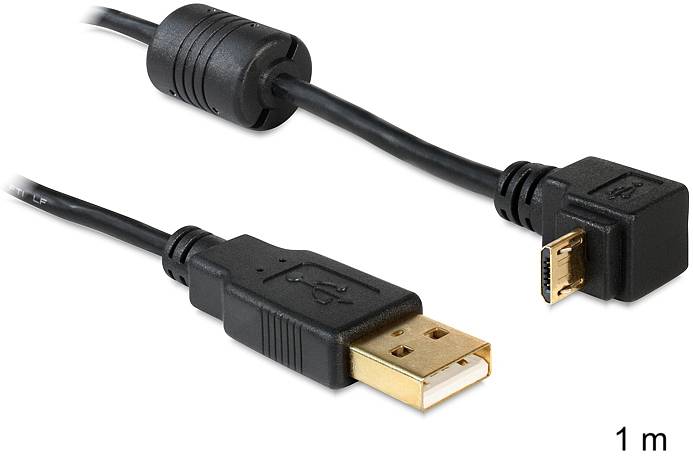 Delock USB-kabel USB 2.0 USB-A kontakt, USB-Micro-B-kontakt 1.00 m Svart 83148