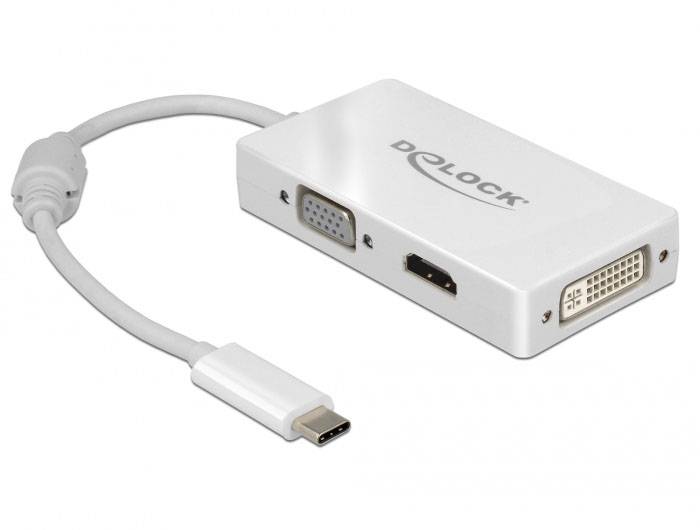 Delock USB 2.0 Adapter [1x USB-C® hane – 1x VGA hona, HDMI hona, DVI-hona 24+5 pol] 63924 0.13 m