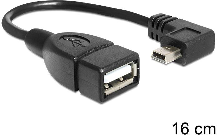 Delock USB-kabel USB Mini-B kontakt, USB-A uttag 0.16 m Svart 83245