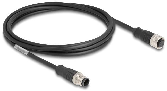 Delock 80845 M 12 Nätverkkabel, Patchkabel CAT 5e S/FTP 2.00 m Svart 1 st