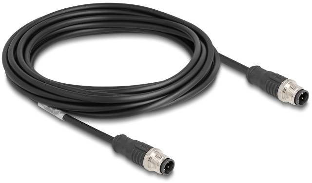 Delock 80849 M 12 Nätverkkabel, Patchkabel CAT 5e S/FTP 5.00 m Svart 1 st