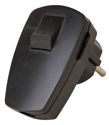 N & L 10233 Stickpropp vinklad Plast med switch 230 V Svart
