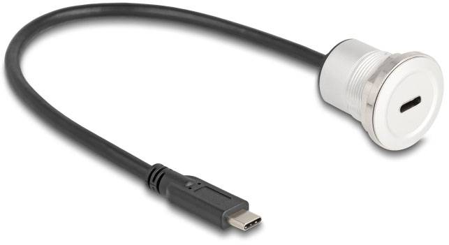 Delock USB-C Kabel USB-C®-kontakt, USB-C® uttag 0.30 m Svart, Silver 88183