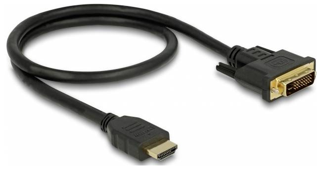 Delock HDMI / DVI Anslutningskabel HDMI-A-kontakt, DVI-D 24+1-polig Kontakt 0.5 m Svart 85651 trefaldigt skärmad, guldpl