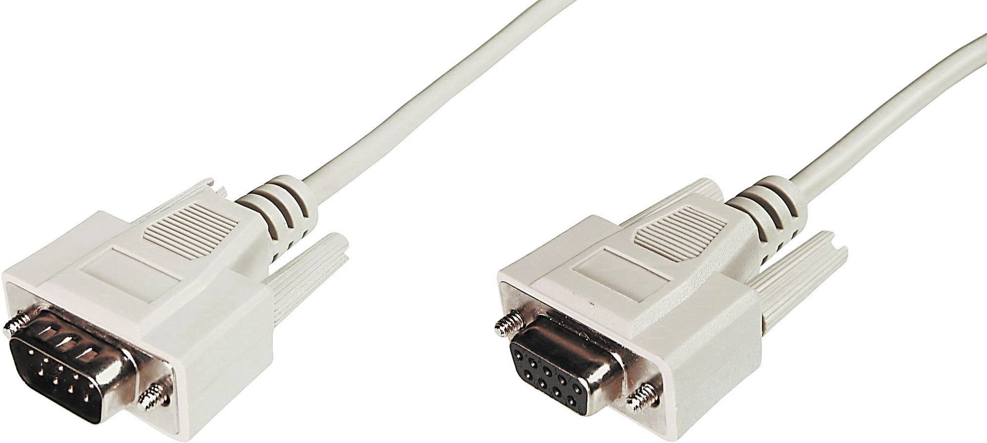 Digitus Seriell Förlängningskabel [1x D-SUB hane 9-pol – 1x D-SUB hona 9-pol] 2.00 m Beige