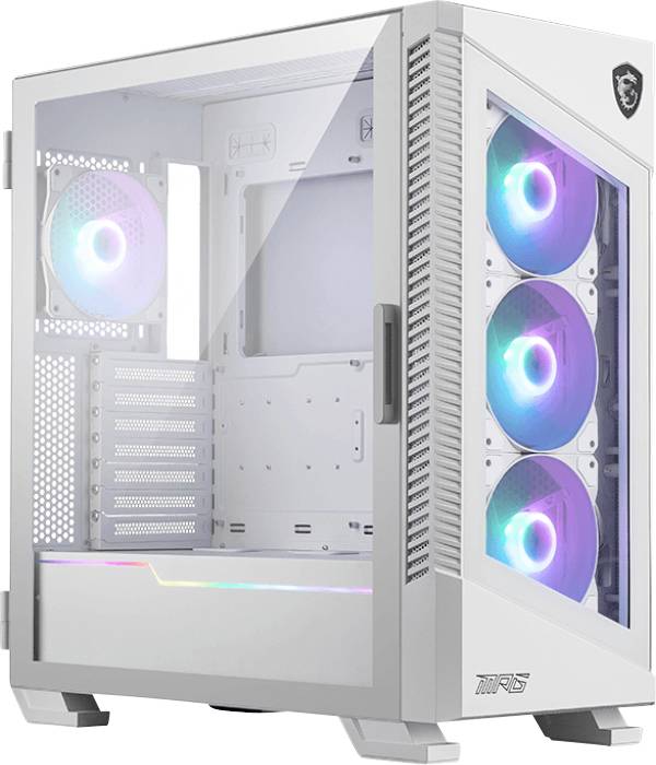MSI MPG Velox 100R Midi-Tower Datorchassi Vit 3 Förinstallerade LED-fläktar, 1 Förinstallerad LED-fläkt, Sidofönster, Da