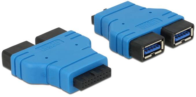 Delock USB 2.0 Adapter [1x USB 3.0 stolpkontakt 19-polig – 2x USB 3.0 uttag A] 65670 0 mm