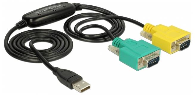 Delock USB 2.0, RS232 Adapter [1x USB 2.0 A hane – 2x RS232-kontakt] 63466 1.5 m med LED