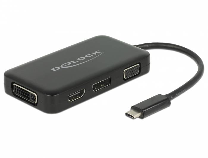 Delock USB 2.0 Adapter [1x USB-C® hane – 1x VGA hona, HDMI hona, DVI-hona 24+5 pol, DisplayPort hona] 63929 0.15 m