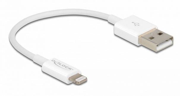 Delock USB-laddningskabel USB 2.0 USB-A kontakt, Apple Lightning kontakt 0.15 m Vit 83001
