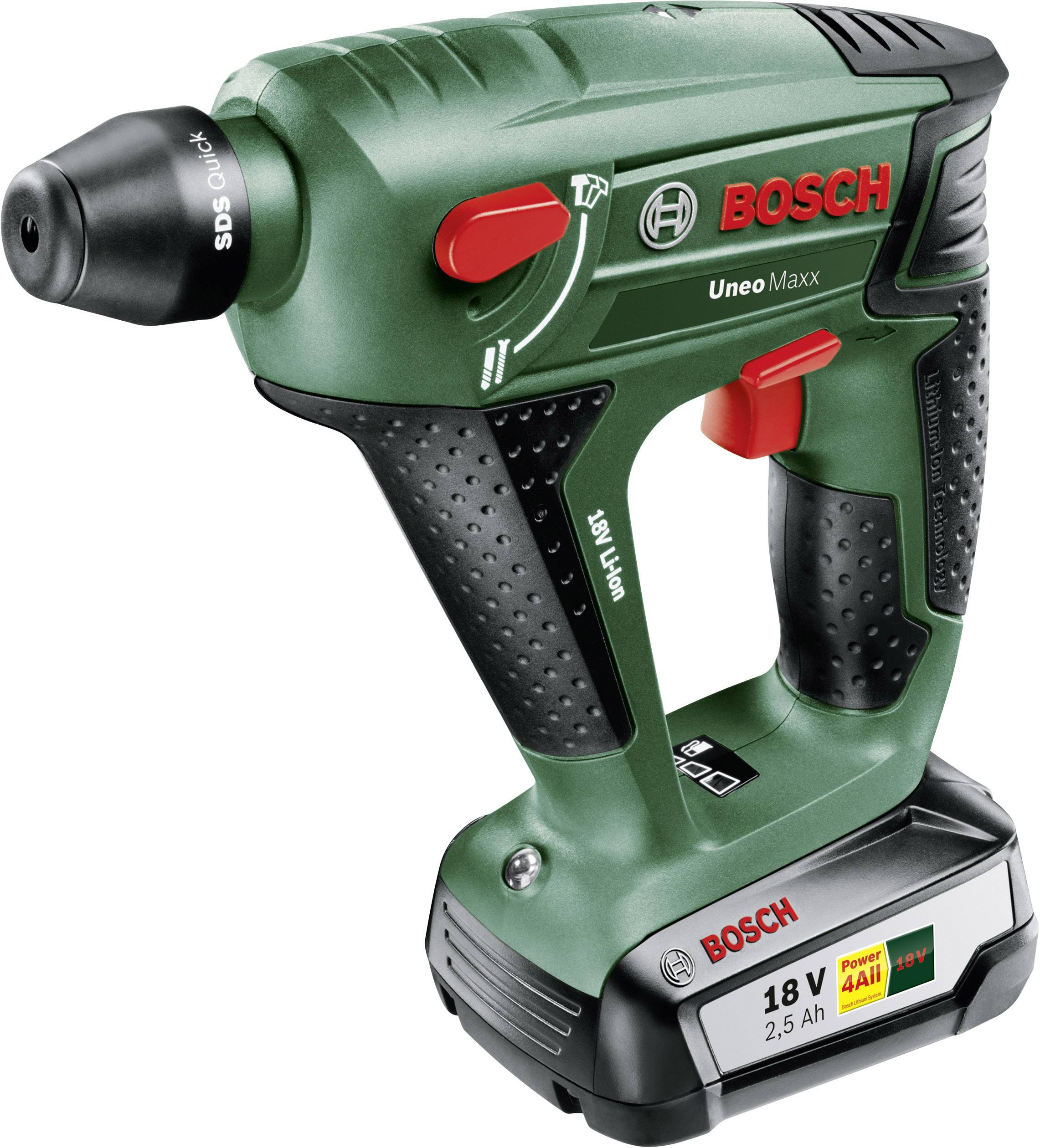 Bosch Home and Garden UneoMaxx SDS-Quick-Borrhammare batteri 18 V 2.5 Ah Li-Ion inkl. 1x batteri, inkl. Tillbehör, inkl.
