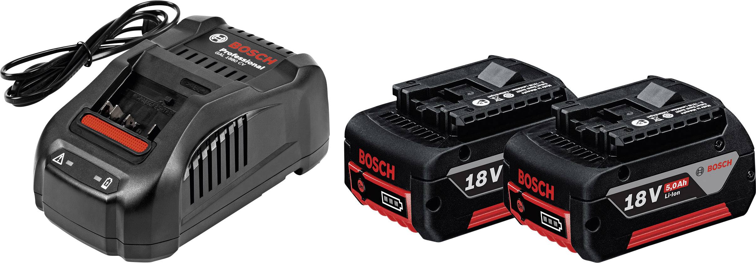 Bosch Professional 1600A00B8J GBA + GAL 1880 CV Verktygsbatteri och laddare 18 V 5 Ah Li-Ion