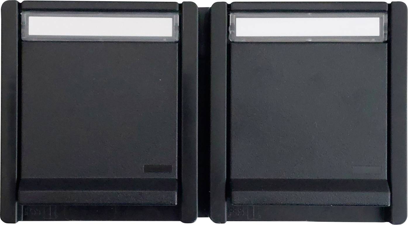 N & L 27652 Dubbelvägguttag Komplett Utanpåliggande Svart 1 st