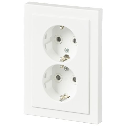 ABB 302EUJT-884 Vägguttag 2-vägs, vit, jordad