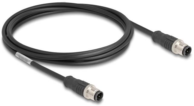 Delock 80848 M 12 Nätverkkabel, Patchkabel CAT 5e S/FTP 2.00 m Svart 1 st