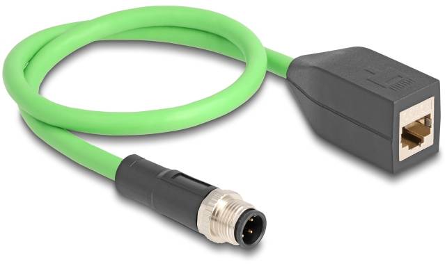 Delock 60571 RJ45 / M 12 Nätverkkabel, Patchkabel SF/UTP 0.50 m Grön 1 st